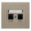 KIER Gniazdo komputerowo/telefoniczne RJ 45 kat.5e (8-stykowe) + RJ 11 (6-stykowe) beżowy GPKT-W/K/01 OSPEL