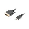 Kabel adapter HDMI - DVI-D(24+1) 1,8m czarny DUAL LINK 4K 30Hz /pozłacane styki/ LANBERG
