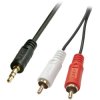 LINDY 35680 Premium Audio Cable 3.5mm Jack to 2x RCA Male 1m Black