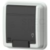 Gniazdo zasilające pojedyncze podtynkowe hermetyczne IP55 szare z klapką [2P+Z] 16A Aquant 2K
