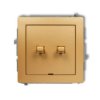 DECO Wyłącznik podwójny świecznikowy zwierny przycisk w stylu amerykańskim (dwa klawisze bez piktogramów wspólne zasilanie) złot
