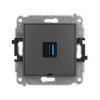 ICON Mechamizm gniazda pojedynczego USB A-A 3.0, bez pola opisowego grafitowy mat 28IGUSBBO-5