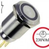 Przycisk stabilny 19mm, LED czerwony 230V