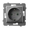 ARIA Gniazdo pojedyncze z uziemieniem schuko z przesłonami torów prądowych szary mat GP-1USP/m/70 OSPEL
