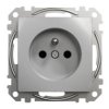 SEDNA DESIGN & ELEMENTS Gniazdo pojedyncze z uziemieniem z przesłonami zaciski bezgwintowe srebrne aluminium SDD113012 SCHNEIDER