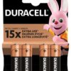 OUTLET 4 x bateria alkaliczna Duracell Duralock Basic C&B LR6 AA (blister)