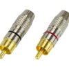 Wtyk CINCH metal moletka, gold tip, kpl.2 sztuki