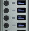 Maxtrack CH11L USB-Hub 8 USB-A USB 3.0 5 GBit/s indywidualne wyłączanie srebrno-szary CH11L