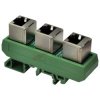 Slim DIN Rail Mount RJ45 8P8C 3 Jacks Splitter Buss Board Interface Module.