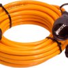 Extension cable, Europe, plug type E + F, straight on socket type E + F, straight, H07BQ-F3G1.5 mm², orange, 5 m, 59105