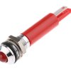 Lampka kontrolna do montażu panelowego 12V dc, czerwona 8mm LED Chrom Końcówka lutownicza RS PRO
