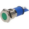 R-TECH 657046 Panel Indicator 12mm Flat 24V Grn Nickel Brass