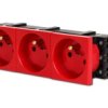 Gniazdo zasilające potrójne czerwone z kluczem 45x135