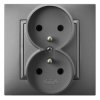 ARIA Gniazdo podwójne z/u szary mat GP-2UZ/70