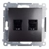 Simon 54 Gniazdo komputerowe podwójne 2xRJ45 kat.6 z przesłoną antracyt D62.01/48