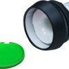 Pushbutton, illuminable, groping, waistband round, green, front ring black, mounting Ø 16.2 mm, 1.30.070.021/1505