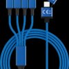 SMRTER_ELITE_L_NB Charging cable, USB-A/C -> micro-USB, USB-C & 2x Lightning, blue