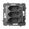ARIA Gniazdo potrójne EURO z przesłonami torów prądowych szary mat GP-3UP/m/70
