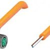 Sensor actuator cable, M8 cable socket, angled, A to open end, 3 pole, 1 m, PUR, orange, 4 A, 70137360-100005
