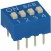 Przełącznik; DIP switch; 4 tory; DIPS4ND; niebieski; przewlekany (THT); h=5,2 + suwak 1,1mm; 25mA; 24V DC; biały; SAB switches;
