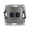 ICON Mechanizm gniazda podwójnego 2xUSB A-A 3.0, bez pola opisowego grafitowy 11IGUSBBO-6