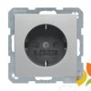 BERKER Q.1/Q.3/Q.7 Gniazdo z uziemieniem schuko z przesłonami (zaciski samozaciskowe) aluminium aksamit lakierowany 47236084 HAG