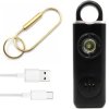 ALARM OSOBISTY 2w1 z latarką + zawieszka 130DB ładowanie USB-C czarny