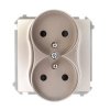 Simon Basic Gniazdo podwójne z/u 16A IP20 z przesłoną torów satynowe BMGZ2Mz.01/29