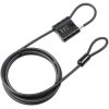 Burg Wächter 39610 Snap+Lock Steel Cable Lock Black Adjustable Combo Lock