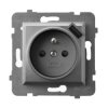 Aria Gniazdo pojedyncze z uziemieniem z przesłonami torów prądowych z ładowarką USB szary mat GP-1UZPUSB/m/70
