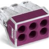 Cable connector, 1 pole, 0.75-2.5 mm², clamping points: 6, purple, push-in wire connection, 24 A, 773-106