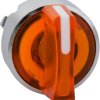 Toggle switch, illuminable, groping, waistband round, orange, front ring silver, 3 x 45°, mounting Ø 22 mm, ZB4BK1853