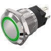 EAO 82-5551.2133 19mm Illum PB Alu flush/flush Solder Maint Ring Green 12VAC/DC
