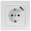 QUADRA Gniazdo SCHUKO +USB białe