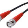 Coaxial cable, BNC plug (straight) to BNC plug (straight), 50 Ω, RG-58C/U, grommet red, 750 mm, C-00458-0.75M