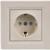 Gniazdo pojedyncze Asfora SCHUKO z przesłonami krem z ramką EPH2900223