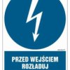 ZNAK - HE007 Przed wejściem rozładuj wysokie napięcie 7,5 x 10 cm FN - Folia samoprzylepna