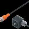Sensor actuator cable, M12 cable plug, straight, A to valve connector DIN form A, angled, 3 pole/4 pole, 1.5 m, PUR/PVC, E70224