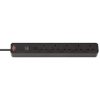 Brennenstuhl 1153253000 Ecolor 5 Way Black FB Extension Socket W/Fuse 1.5m
