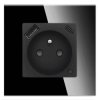 Gniazdko pojedyncze z bolcem, 2x USB A+C 20W - watomierz - ZigBee - szklana ramka - czarny - Tawoia Glass
