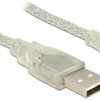 Delock Kabel USB USB 2.0 Złącze męskie USB-A, Złącze męskie USB Micro-B 0.50 m przeźroczysty 83897