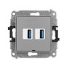 ICON Mechanizm gniazda podwójnego 2xUSB A-A 3.0, bez pola opisowego szary mat 27IGUSBBO-6