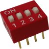 DIP switche, 4 pole, straight, 25 mA/24 VDC, DX9A04C