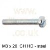 M3 x 20mm CH HD steel machine screw (20 pack)