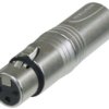 Adapter, XLR plug 5 pole to XLR socket 3 pole, silver, NA3F5M