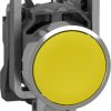 Pushbutton, unlabeled, unlit, groping, 1 Form A (N/O), waistband round, yellow, front ring metal, mounting Ø 22.5 mm, XB4BA515