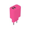 Ładowarka sieciowa 2xUSB 2,4A różowa CB-16913