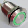 Przycisk stabilny 19mm płaski LED zielony 12V