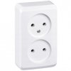 Gniazdo zasilające podwójne bez uziemienia natynkowe IP20 białe 2x [2P] 16A Schneider Prima