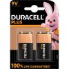 Alkali manganese-battery, 9 V, 6LR61, 9 V block, push button, PLUS-9V B2, package with 2 pieces